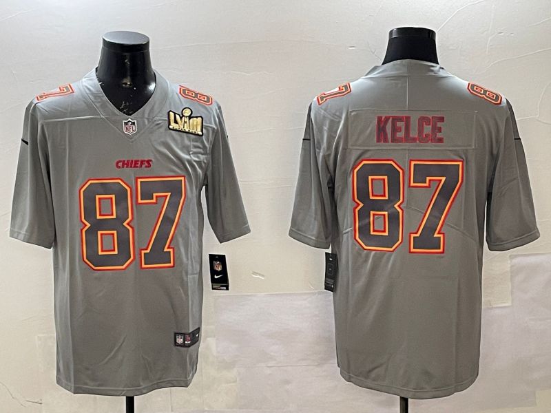 Men Kansas City Chiefs #87 Kelce Grey 2025 Nike Vapor Limited NFL Jersey style 2101